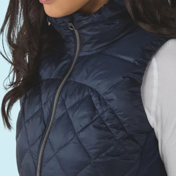 Lululemon Athletica Vest Women's 4 Blue Down For A Run Full Zip Goose Feathers - Picture 4 of 15